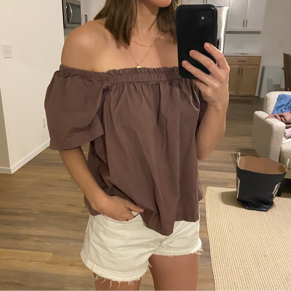 Gap Flutter Sleeve Top / Open Neck In Deep Purple - image 7